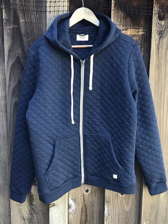Marine Layer Other - Marine Layer Quilted Zip Hoodie Mens Large Navy Blue Diamond Stitch Casual